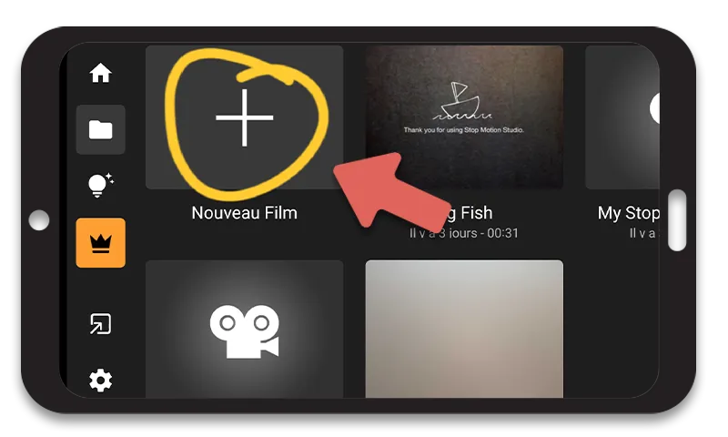 Cliquer sur le symbole plus au-dessus de « Nouveau film ».