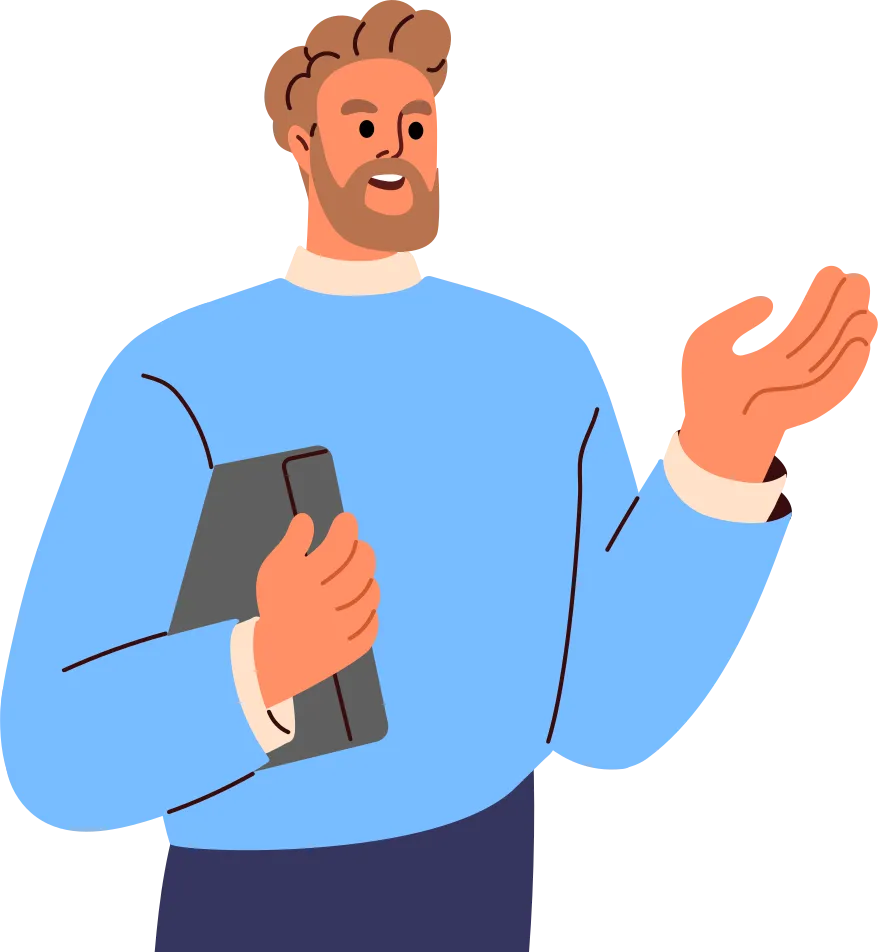 Illustration de Mitchell Akerman muni d’un cartable.