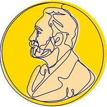Médaille dorée affichant le portrait d'un homme, symbole d'un prix Nobel.