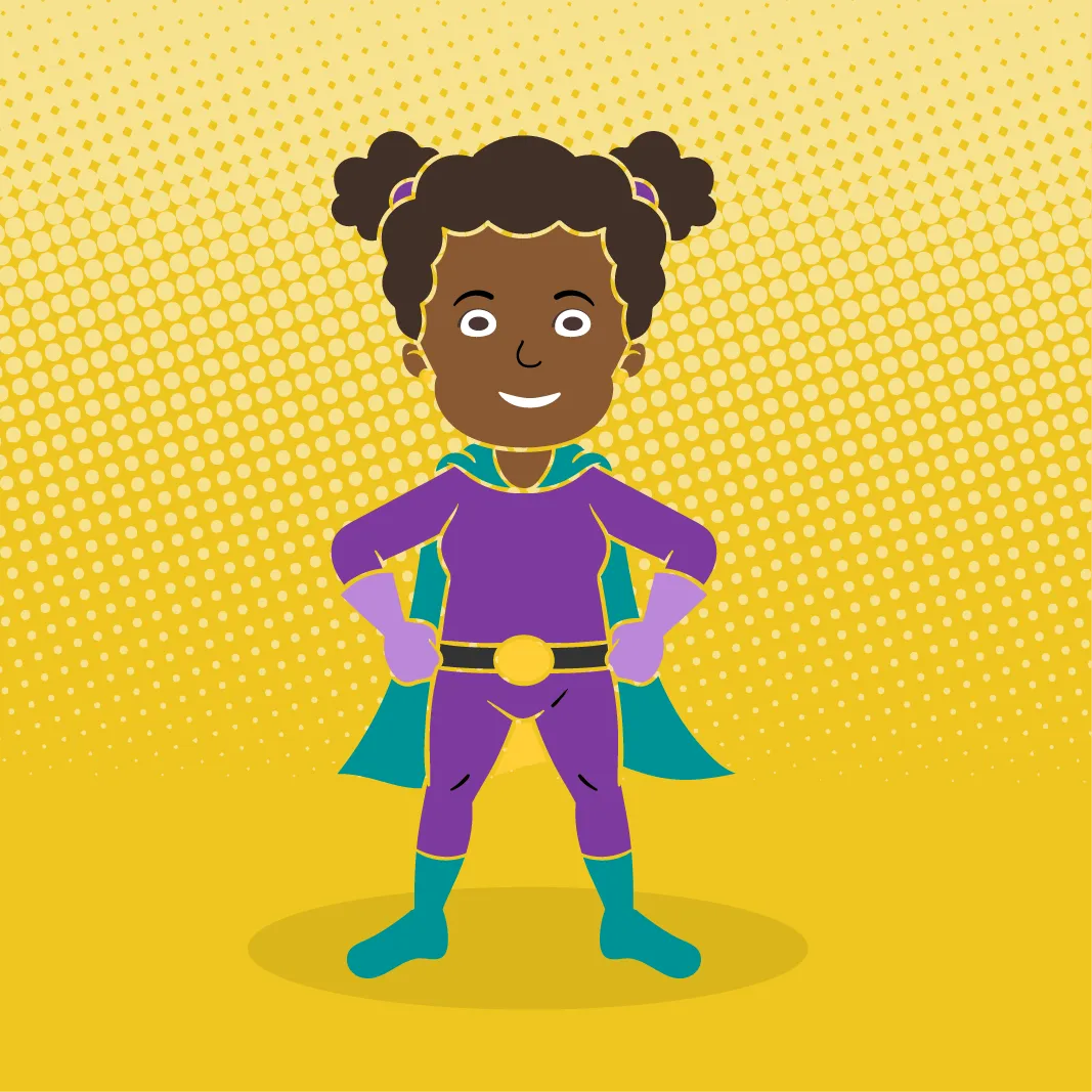 Un personnage de dessin animé habillé en super-héros.