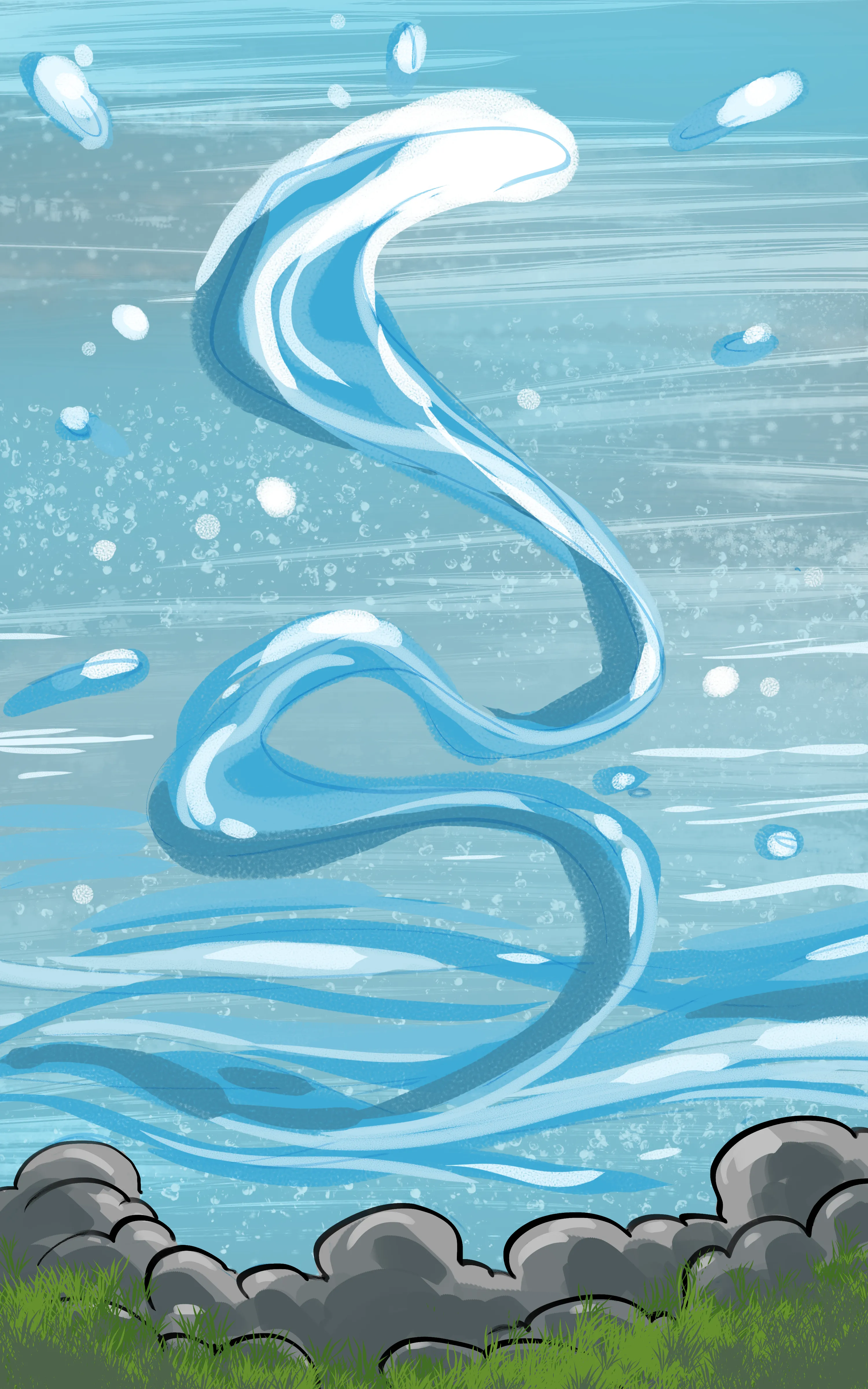 Serpent d’eau ondulant dans la rivière.